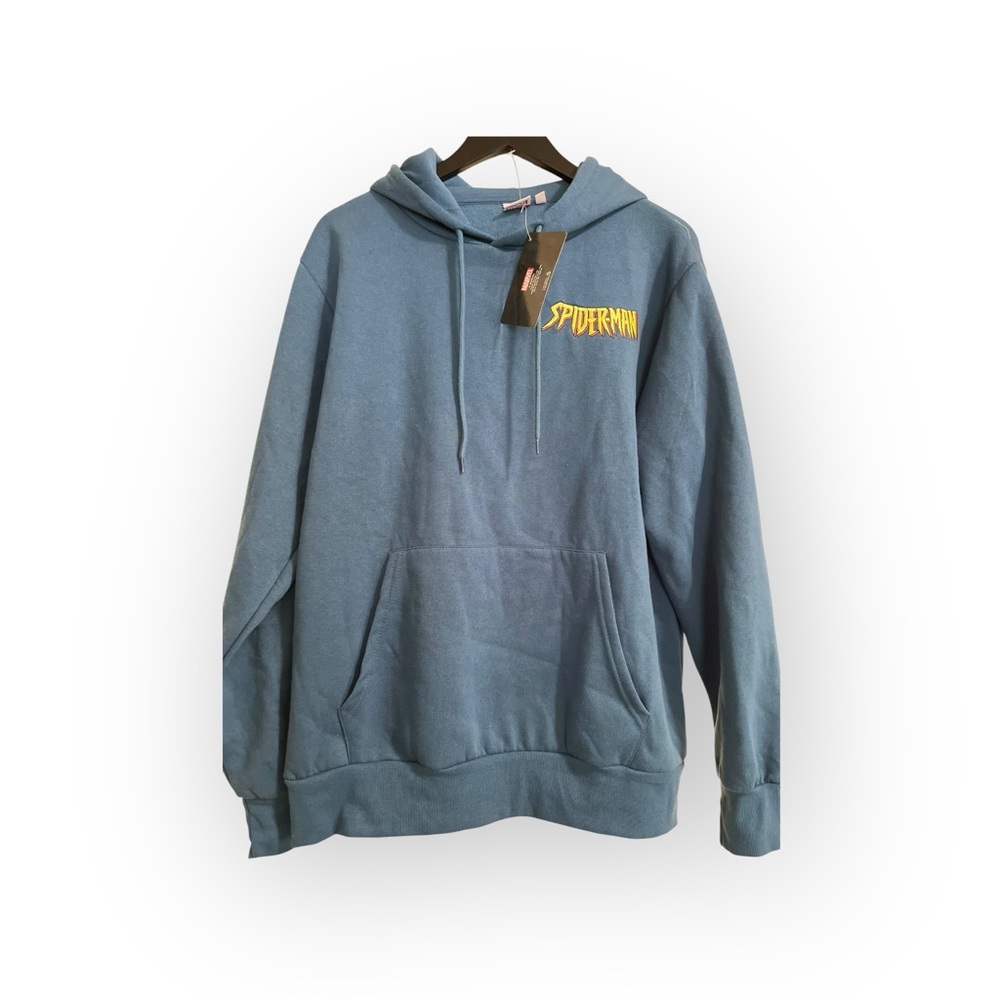 NWT Marvel Blue Hoodie with Yellow Graphic Men’s Size LG